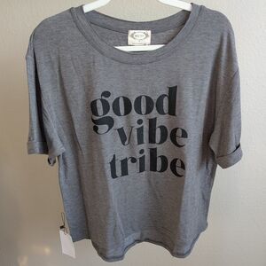 Mia Joy by Joyfolie Good Vibe Tribe boxy tee in heather gray - M